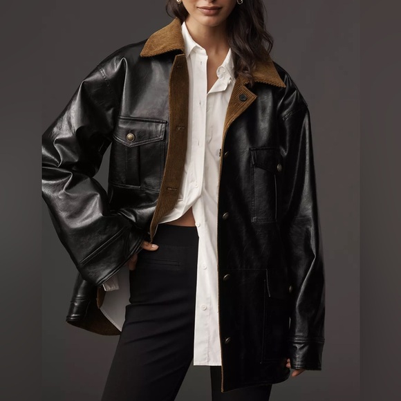 NWOT Maeve Patent Chore Jacket Size Small - Picture 2 of 15